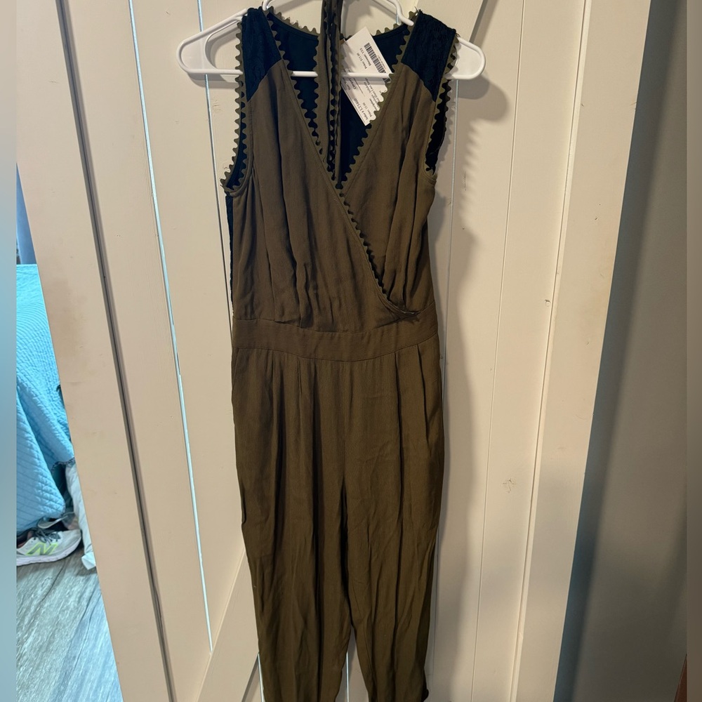 Olive and black lace jumpsuit